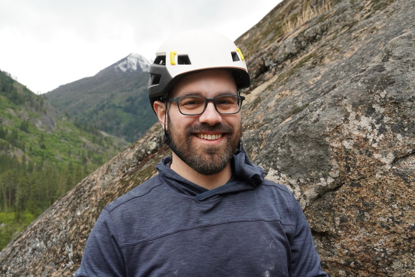 A photo of Brent at a rock climbing crag.
